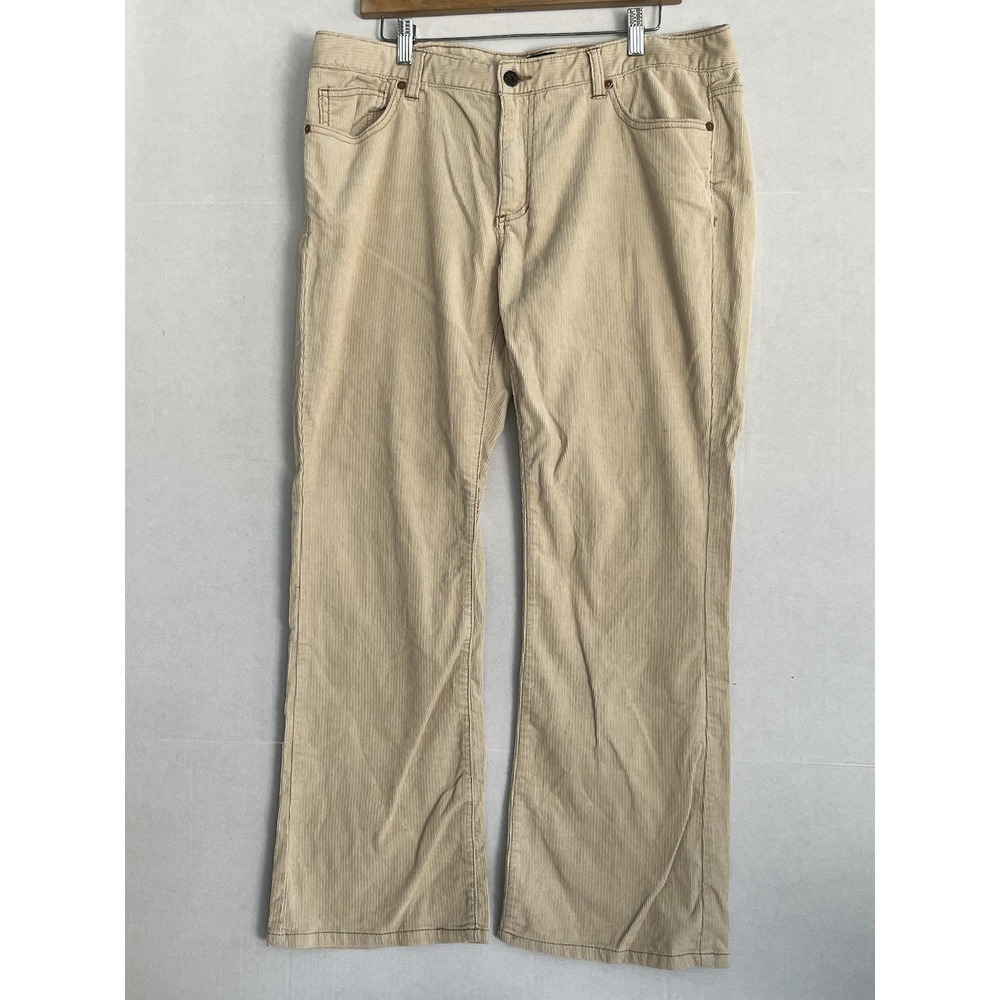 Polo by Ralph Lauren Corduroy Jean Pant Women Size 14x30 Tan Cream Flap Pockets